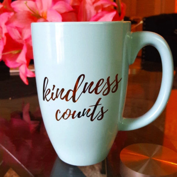 Mint green blue and gold foil kindness counts mug